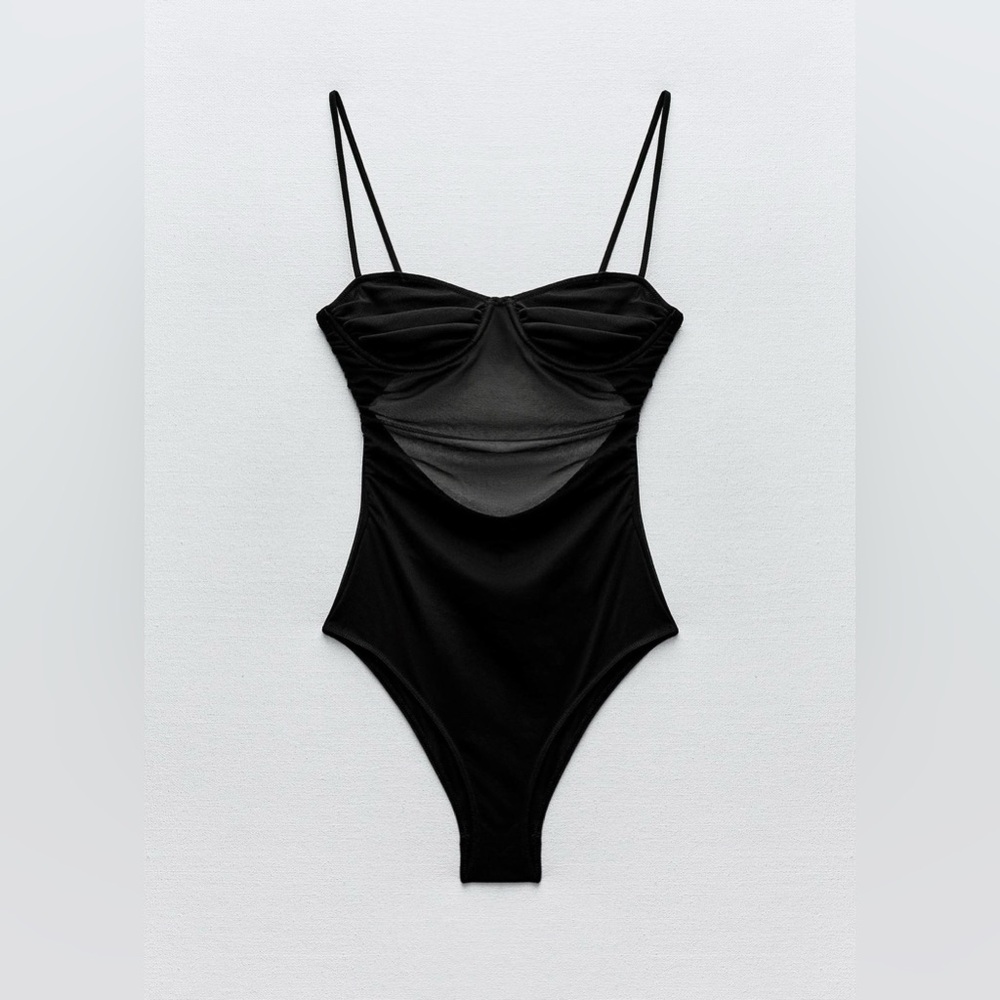 NWT ZARA Draped Tulle Swimsuit NEVER WORN